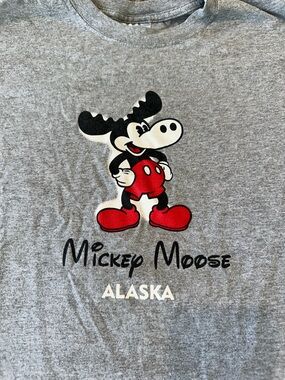 Port and Company Gray Kids Tee with Red Mickey Moose Graphic